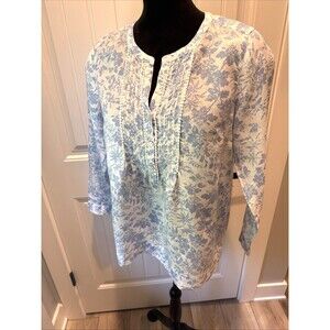 J. Jill Love Linen Tunic 100% Linen Blouse Women's M Cottagecore Romantic Fairy